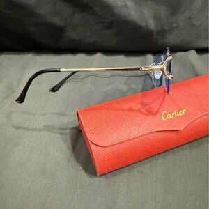 Cartier Men's Glasses with Red Case and Gold Temples